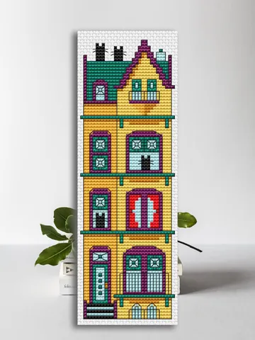 Cross stitch bookmark pattern Cat House