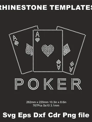 Poker Pattern Rhinestone Template, - Stone Arrangement Template for DIY Crafts and Clothing Design