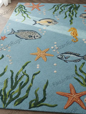 Buy the Under the Sea Rug, Handmade Area Rug, Carpet for Home, Bedroom Rug. Living Room Rug, Kids Carpet, 3x5, 4x6, 5x7, 7x10, 8x10, 9x12 $233.00
