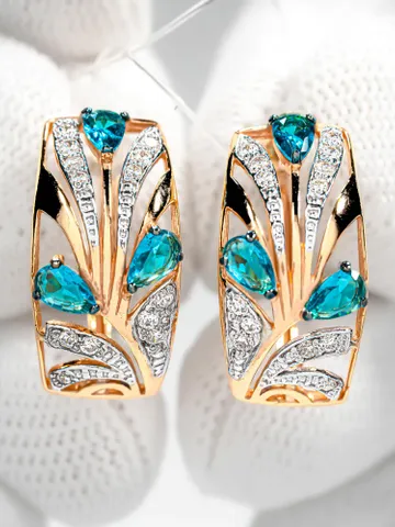 Earrings Silver gold plated 925 assay value with topaz $125.00