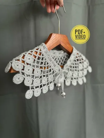 Crochet pattern collar PDF digital instant download, video tutorial, womens detachable collar, lace collar, vintage necklace $5.00