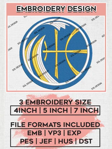 NBA Santa Cruz Warriors Basketball Team Ball Logo Embroidery Designs, NBA G League Team Embroidery Files, Basketball Machine Embroidery Designs, NBA Santa Cruz Warriors Team Logo, Sport Machine Embroidery Design, Digital Download $5.99