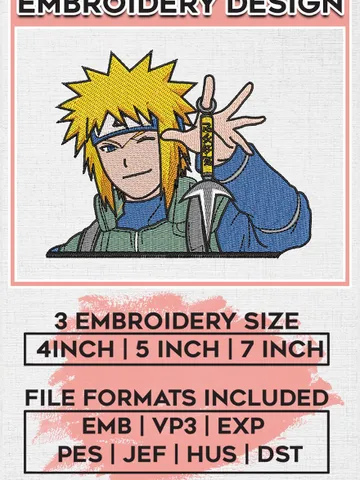 Minato Uzumaki embroidery design, Naruto embroidery, anime design, embroidery file, anime shirt, Digital download EMB_ANIME_96 $6.99