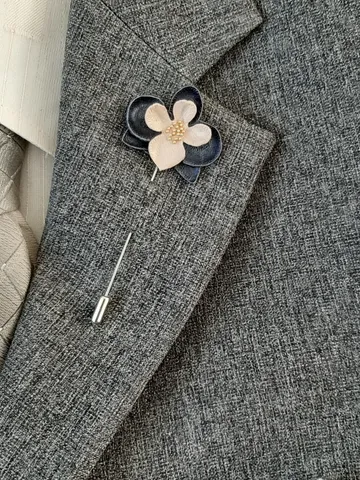 Blue orchid men's lapel pin Leather boutonniere for him 3rd anniversary gift $35.00