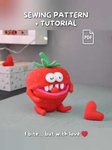 Fleece Plush Toy Pattern – Cute Strawberry Softie PDF $11.00