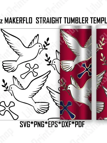 Easter Tumbler template svg 30oz tumbler Dove & cross Burst Tumbler svg Confirmation Holy spirit dove Straight Makerflo Christian religious $2.71