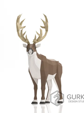 Reindeer Papercraft, Deer, Digital Template, PDF Download, Gurko, 3D Low Poly, Pepakura, Origami Sculpture, Paper Party Decoration, DIY Gift $32.00