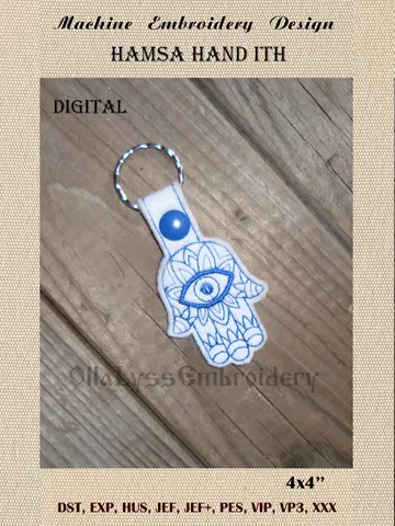 Hamsa Hand ITH Keychain embroidery design $3.00
