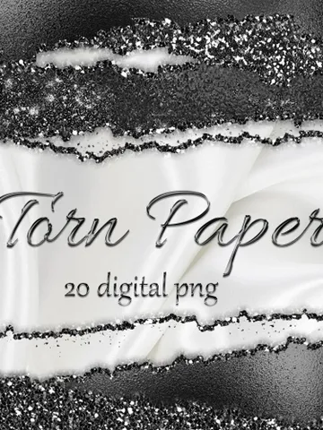 Glam Edges; Glam Digital Borders; Glitter Torn Paper; Glam Ripped Edged; Commercial Use; Glam Wavy Borders; Black Torn paper clip art