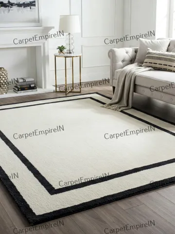 Hand-Woven rug, Area Rugs, Wool rug,Border Rug, ivory and Black, Contemporary Living Room rug, custom rug, 5x7,6x9,8x10,9x12,10x14,12x15 $233.80