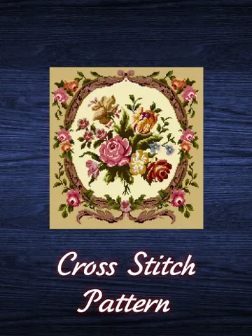 Antique Cross Stitch Pattern Cushion Antique Bouquet Digital Download PDF $7.50
