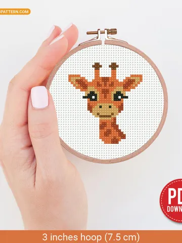 Baby Giraffe cross stitch pattern PDF, contemporary Nature, Tiny Giraffe, beginner counted, modern chart, DIY, embroidery, instant PDF $4.29