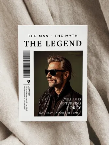 The Man The Myth The Legend 40th Birthday Invitation, FORTY, Editable Printable, 40th Party Text Invite, Instant Download, Canva Template $8.00