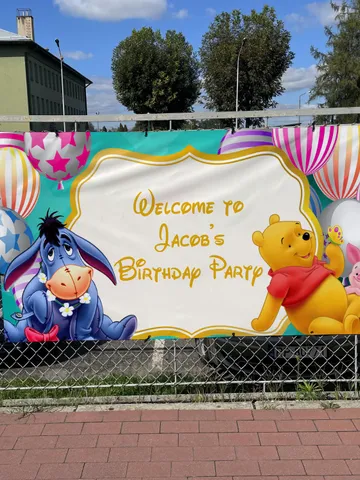 Winnie the Pooh Birthday Banner Personalized Party Backdrop Decoration ikban16 $52.99