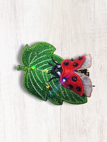 FSL Ladybug on a leaf Brooch machine embroidery designs digital embroidery pattern Free standing lace embroidery motif 3D embroidery design $6.93