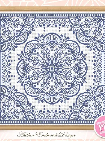 Square mandala cross stitch pattern PDF download Monochrome cross stitch chart, Mandala pattern digital for cross stitch pillow #M271 $4.60