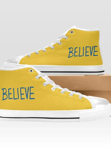Believe sign Shoes, High-Top Sneakers, Handmade Footwear $59.97