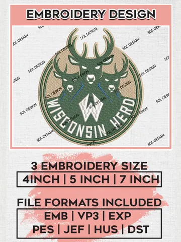 NBA Wisconsin Herd Basketball Team Logo Embroidery Designs, NBA G League Team Embroidery Files, Basketball Machine Embroidery Designs, NBA Wisconsin Herd Team Logo, Sport Machine Embroidery Design, Digital Download