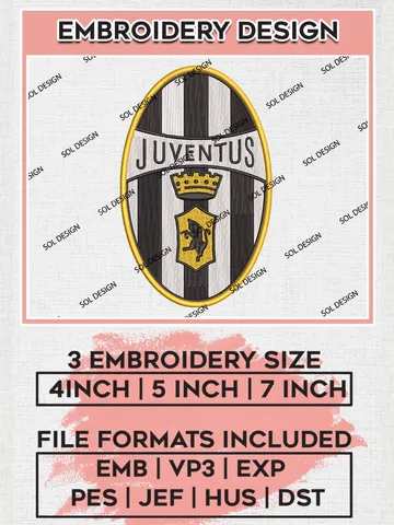 Juventus Machine Embroidery Designs, Serie A Embroidery files, Serie A Juventus Teams, Football, Digital Download $6.99
