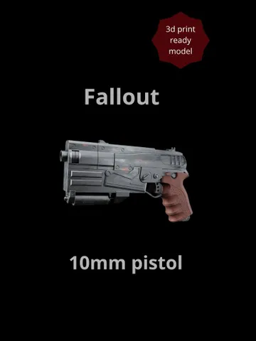 Fallout 10mm pistol - 3D Model For 3D Printing