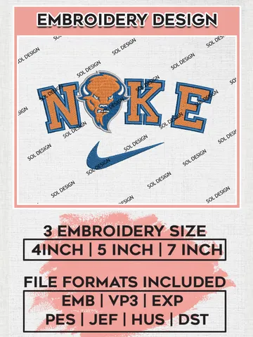 Nike Bucknell Bison Machine Embroidery Design, NCAA Bucknell Bison Embroidery Design Design files, NCAA Embroidery Designs, NCAA Machine Embroidery Designs, Digital Download $6.99