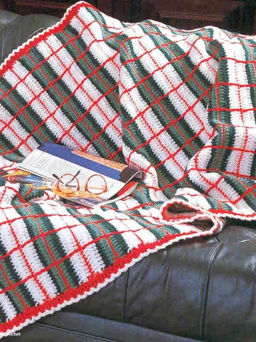 Christmas Plaid Throw Afghan Vintage Crochet Pattern 260 PDF $2.50