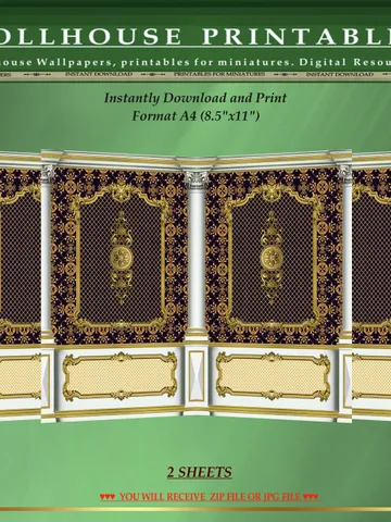 Wallpapers- Set 17-v10 | Printables for Dollhouses and Unique Miniature Projects | Digital Downloads | in Scale 1/12th $8.00