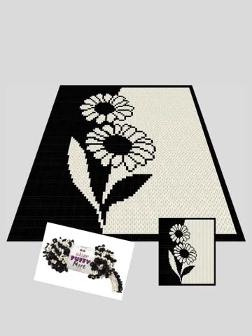 Loop yarn Finger knitted Chamomile flowers blanket pattern $6.00
