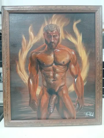 Painting of Nude Muscular Man