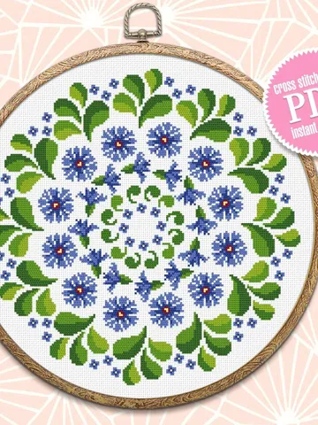 Flower mandala cross stitch pattern download PDF Mandala pattern digital PDF Nature cross stitch Floral ornament cross stitch chart #M43 $4.60