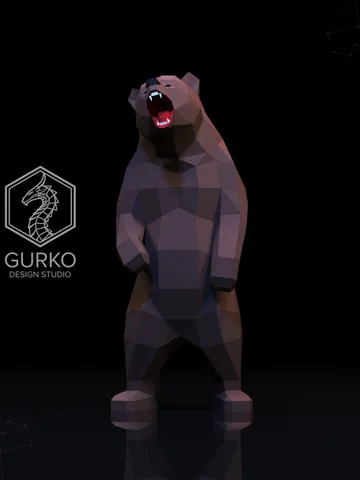 Angry Bear Papercraft, Grizzly, Digital Template, PDF Download, Gurko, 3D Low Poly, Pepakura, Origami Sculpture, Paper Party Decor, DIY Gift $36.00