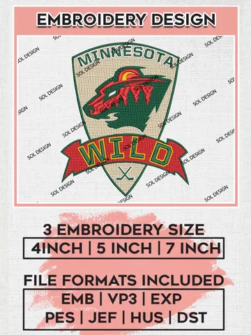 Minnesota Wild Word Embroidery Designs, NHL Minnesota Wild Team Logo Embroidery, Hockey Team Logo Emb Files, NHL Embroidery Designs, NHL Machine Embroidery Designs, Machine embroidery Files, Digital Download $6.99
