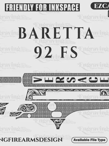Baretta 92 FS Scroll Design Svg,lasercut,laserengraving,fiberlaser,engravingfiles,laserpattern,engravingdesign,engravingpattern,metalart $59.99