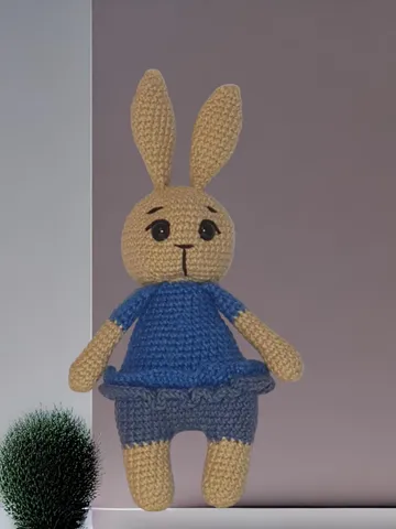 Handmade Crochet Bunny Doll – Soft Amigurumi Rabbit – Cute Toy for Kids & Baby Gift