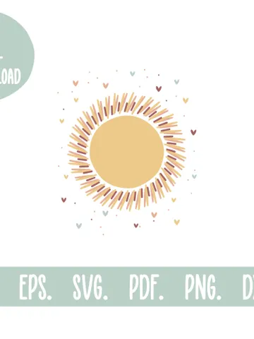 Yellow Boho Sun Svg Dxf Png Pdf Ai Eps Vector Files Boho Clipart Silhouette Cricut Plasma Laser Cut File Instant Digital Download $3.00