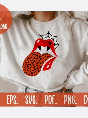 Halloween Svg Vampire Spooky Mama Leopard Spider Web Lips Mom Mug Momster Svg Halloween Shirt Svg Sublimation Png Laser Cut Files For Cricut $3.00