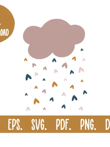 Cloud Svg Rain Png Heart Svg Sublimation Designs Download Cricut Files Vector Ai Eps Printable Pdf Dxf For Laser Cut Baby Shower Unique Gift $3.00