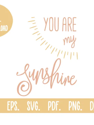 You Are My Sunshine Clipart Boho Wall Decor Baby Sign Cricut Silhouette Svg Png Vector File Eps Ai Pdf Dxf For Plasma Laser Cut Glowforge $3.00