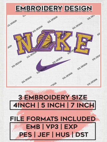 Nike Los Angeles Lakers Machine Embroidery Designs, NBA Los Angeles Lakers Embroidery Design Files, NBA Lakers Logo, NBA Machine Embroidery Designs, NBA Embroidery Designs, Digital Download $6.99