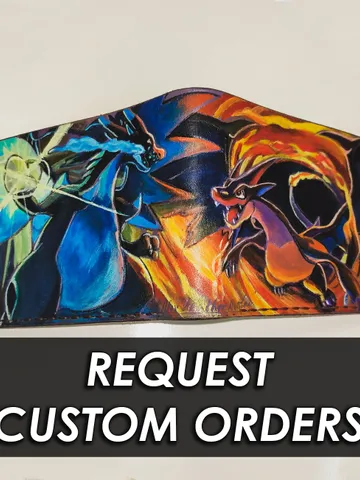 Pokemon Leather Wallet, Charizard vs Mega Charizard, manga wallet, anime wallet men women, Cartoon Wallet, Pesonalized Geek Gift Gifts him $240.20
