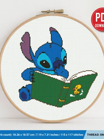 Lilo and Stitch, Book cross stitch pattern, baby, Love Hawaii, nursery decor, counted, chart, gift DIY, embroidery, instant PDF $4.60