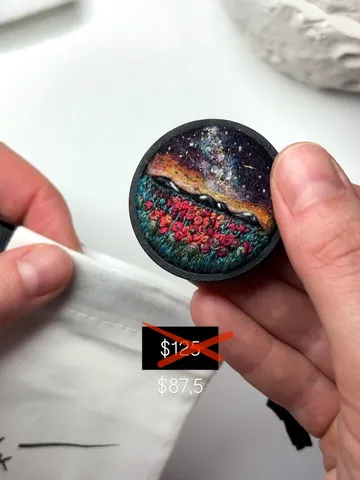 Miniature landscape painting, art brooch $87.50