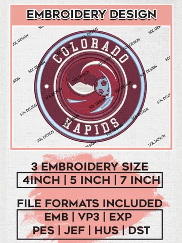 Colorado Rapids Soccer Team Logo Embroidery Design, MLS Colorado Rapids Logo Embroidery Files, Soccer Team Machine Embroidery, Machine Embroidery Design $6.99