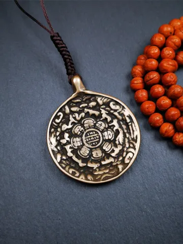 Gandhanra Vintage Tibetan Buddhist Calendar Badge,Melong Mirror, SIPAHO Amulet,Made of Lima Brass, 1.88" $45.99