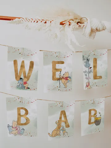 Welcome Baby Banner Winnie the Pooh Party; Winnie Pooh Baby Shower; Editable Welcome Banner; Baby Shower Party Decoration Pooh Wp9 $11.62
