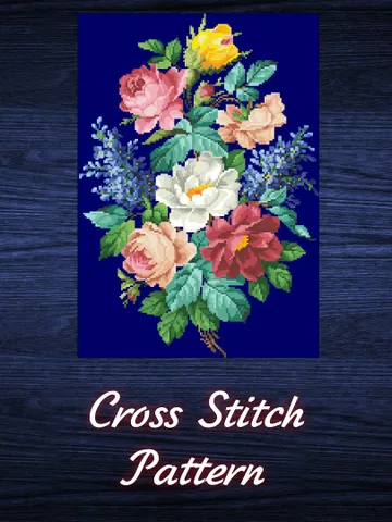 Antique Cross Stitch Pattern Forget - me - nots Camellias Roses Digital Download PDF $9.50