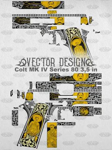 VECTOR DESIGN Colt MK IV Series 80 3,5 in Emiliano Zapata and Pancho Villa $130.00