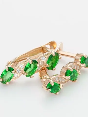 Women's earrings silver 925 with emerald and cubic zirconia $95.00