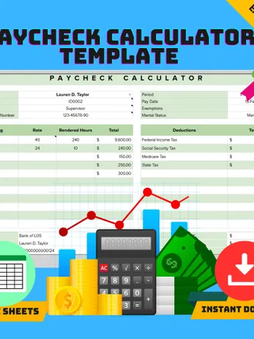 Payroll and Paycheck Calculator Template, Sheets Salary Calculator, Digital Download, Easy-to-Use Income Deduction Tracker for Budgeting $3.90