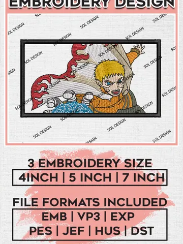 Uzumaki Naruto Embroidery Designs, Naruto Logo Embroidery Files, Naruto Machine Embroidery Pes Dst, Digital Download EMB_ANIME_101